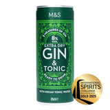 M&S Extra Dry Gin & Tonic Ready to Drink Can 25cl