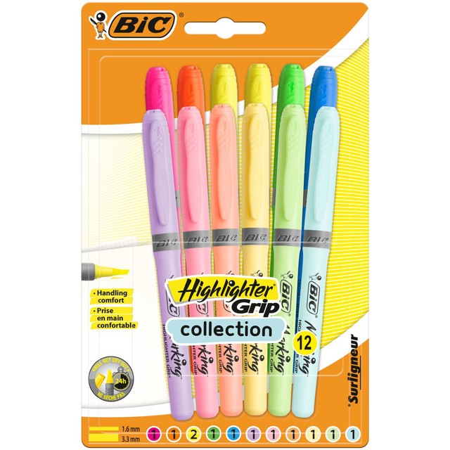 BIC highlighter pens intense and pastel colours pack of 12 - British product