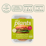 all plants Chickpea, Pea & Lemon Zest Veggie Burger 360g - British product