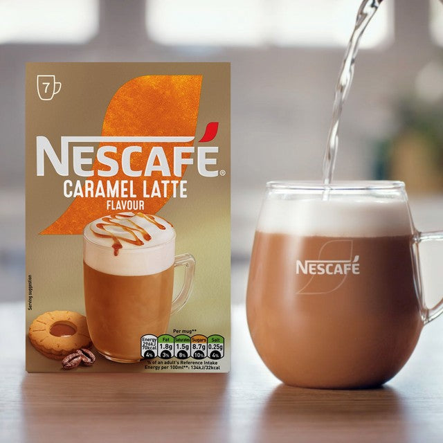 Nescafe Caramel Latte instant coffee 7 sachets, imported from the UK