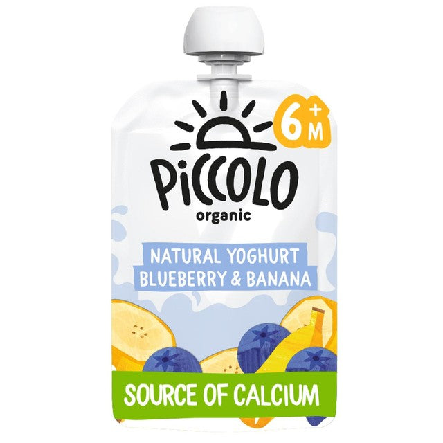 Piccolo natural yoghurt blueberry and banana baby food pouch 100g, imported from the UK
