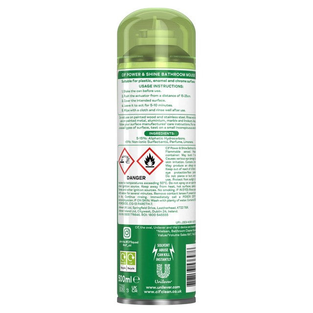Cif citrus bathroom cleaner mousse 500ml - British product