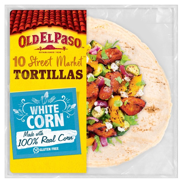 Old El Paso Small Gluten Free White Corn Tortilla Wraps 10 Pack, imported from the UK