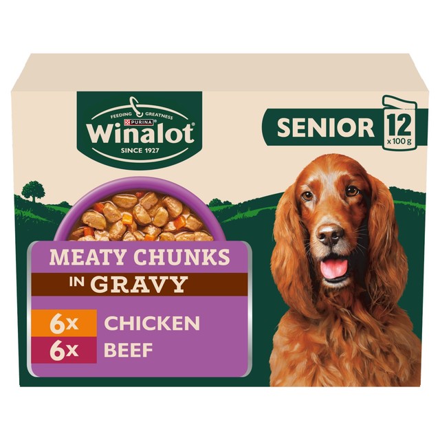 Winalot senior wet dog food 12x100g pouches (British brand)