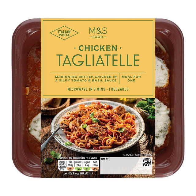 M&S Chicken Tagliatelle ready meal 400g, imported from the UK