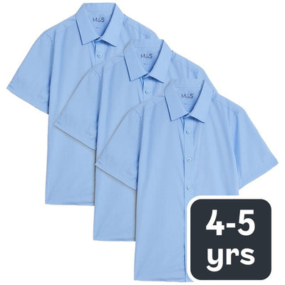 M&S Boys 3 Pack Regular Fit School Shirt 4-5 Y