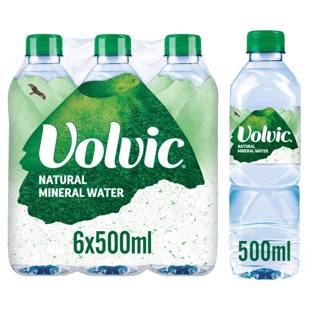 Volvic still mineral water 6 x 500ml (British brand)