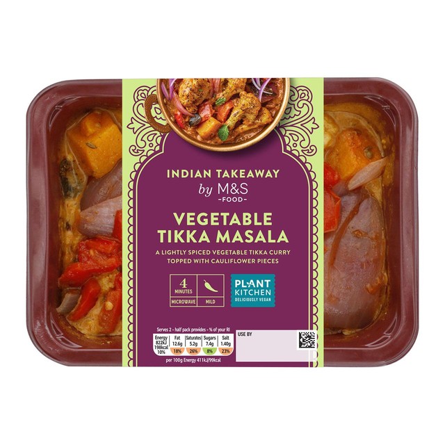 M&S Plant Kitchen vegetable tikka masala curry 400g, imported from the UK