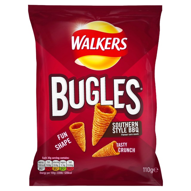 Walkers Bugles Southern Style BBQ corn snacks 110g (British brand)