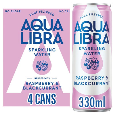 Aqua Libra Raspberry & Blackcurrant Sparkling Water 4 x 330ml