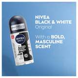 Nivea Black & White Deodorant Roll-On 50ml, imported from the UK