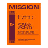 MISSION Hydrate Matcha Powder Sachets with Orange and Yerba Mate, imported from the UK