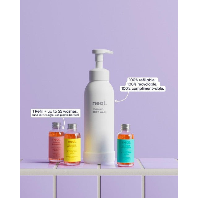 Neat hibiscus and acai berry foaming body wash 500ml starter pack, imported from the UK