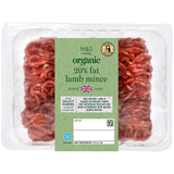 M&S organic lamb mince 20% fat 400g, imported from the UK