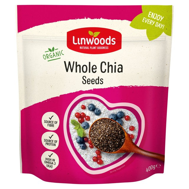 Linwoods organic whole chia seeds 400g, UK version