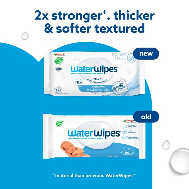 WaterWipes sensitive newborn plastic free baby wipes 60 wipes (British brand)
