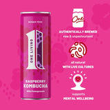 One Living Raspberry Kombucha Multipack 4 x 250ml, imported from the UK