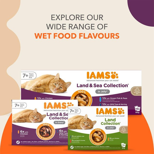 IAMS cat food variety mix 48 pouches 85g each, UK version