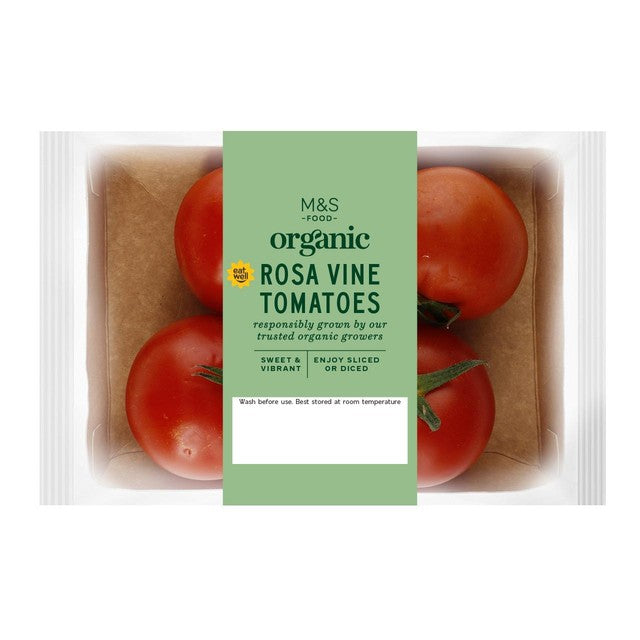M&S Organic Roma tomatoes 375g, imported from the UK