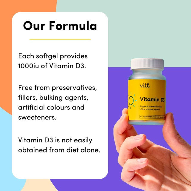 VITL Vitamin D3 Capsules 60g (British brand)