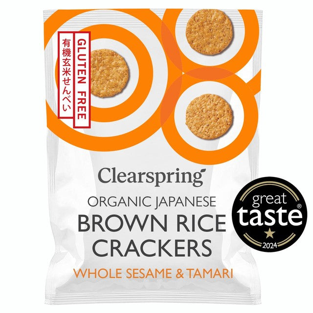 Clearspring Brown Rice Crackers Whole Sesame & Tamari 40g - British product