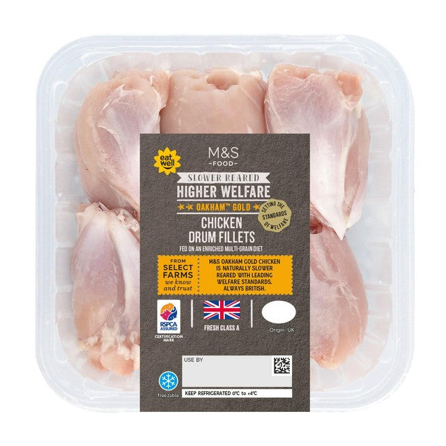 M&S Oakham Gold chicken drum fillets 500g, imported from the UK