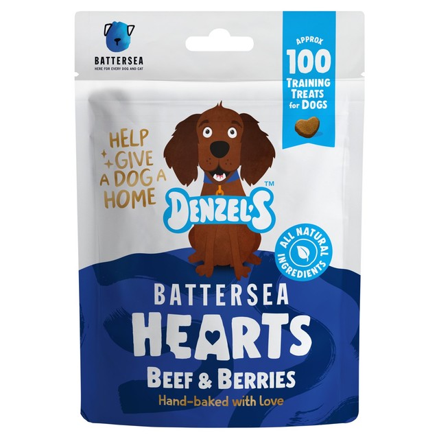 Denzel's Battersea Hearts beef and berry dog treats 90g - British product
