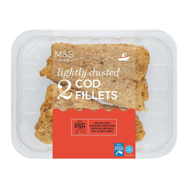 M&S lightly dusted cod fillets 260g, imported from the UK
