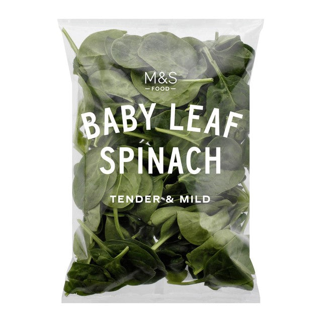 M&S baby spinach ready to eat 120g, imported from the UK