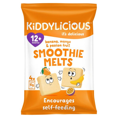 Kiddylicious Banana, Mango & Passionfruit Smoothie Melts Baby Snacks 4 x 6g
