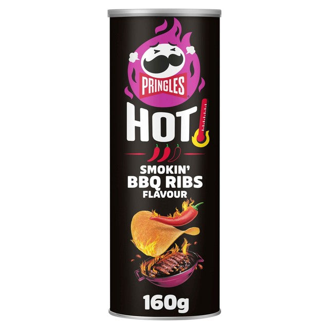 Pringles Hot Smoky BBQ Ribs sharing crisps 160g, imported from the UK