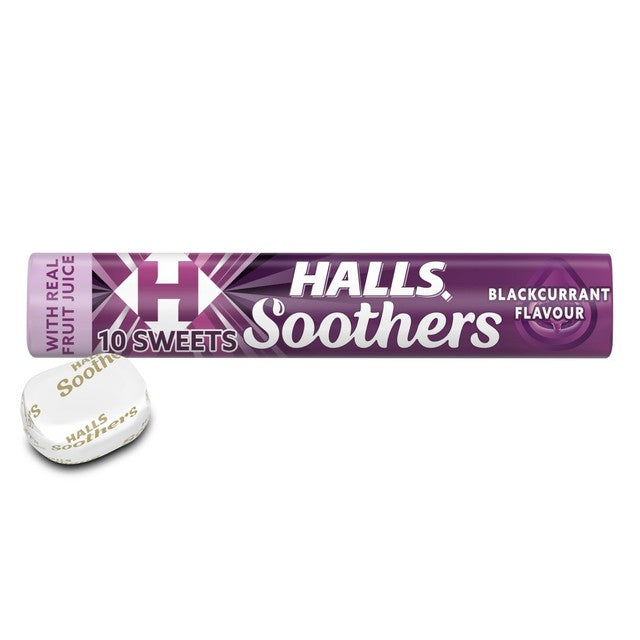 Halls Soothers blackcurrant flavour sweets 45g, UK version