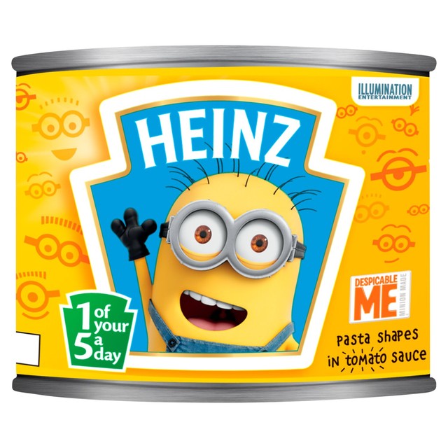 Heinz Minions shapes in tomato sauce pasta 205g, UK version