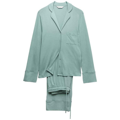 M&S Women's Cotton Modal Revere Pyjama Set in Green, Size L