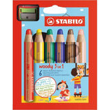 Stabilo Woody 3in1 Colouring Pencil Set 6 Colours with Sharpener Stationery