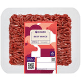 Ocado beef mince 20% fat 500g, imported from the UK