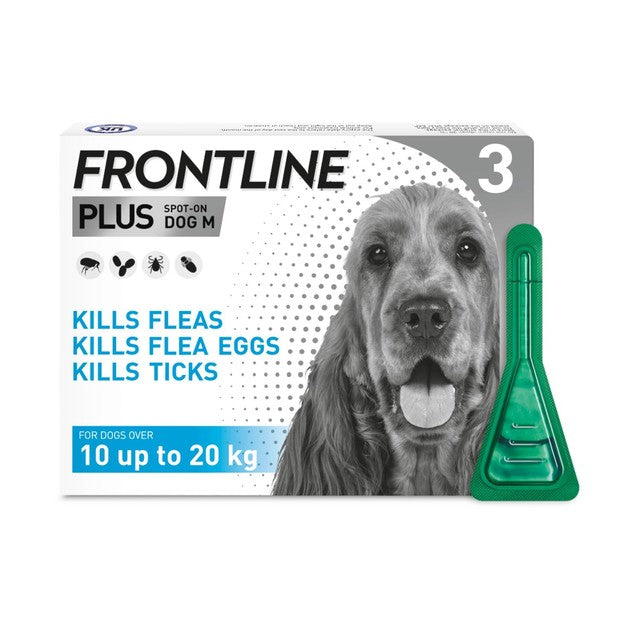 Frontline Plus flea and tick treatment for medium dogs 10-20kg - British product