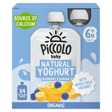 Piccolo blueberry and banana baby yogurt pouches 4x100g, imported from the UK