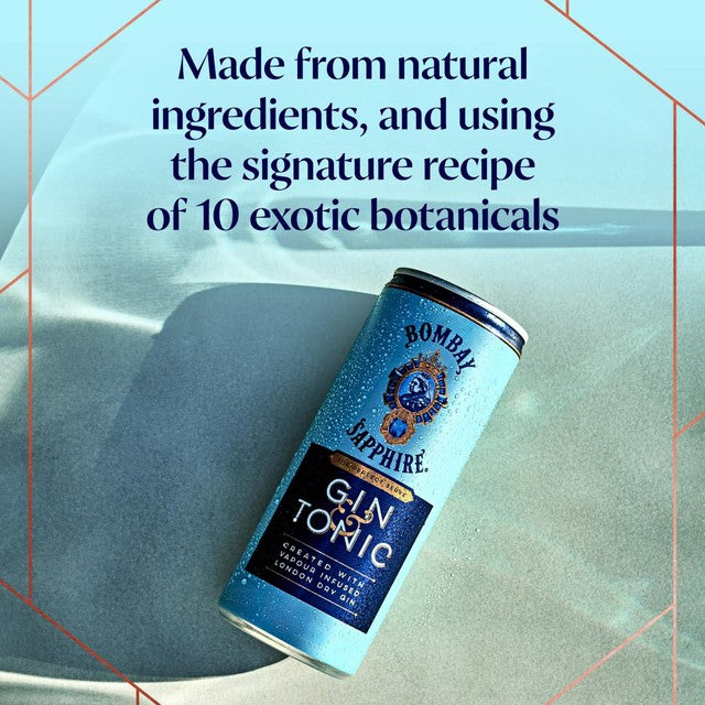 Bombay Sapphire gin and tonic premix cocktail 250ml - British product