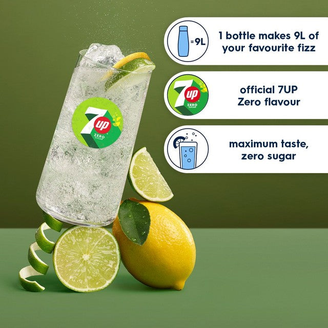 SodaStream 7Up Sugar-Free lemon and lime soda syrup 440ml (British brand)