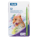 Milan 12 Woodless Watersoluble Colour Pencils with Brush Art Set