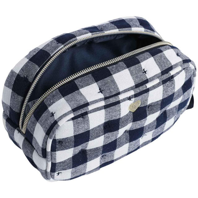 M&S blue and white gingham cosmetic bag, imported from the UK