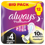 Always Platinum Secure Night Sanitary Towels with Wings Size 4