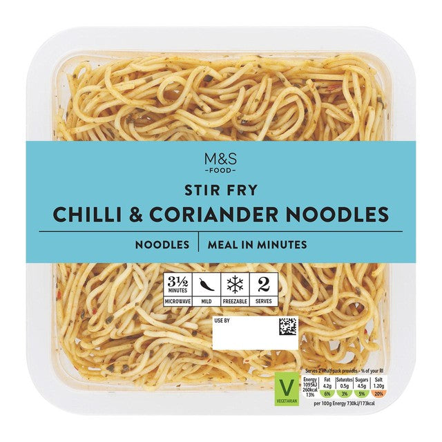 M&S Chilli & Coriander Egg Noodles 300g, imported from the UK