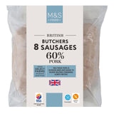 M&S Butchers pork sausages 8 pack 454g, imported from the UK