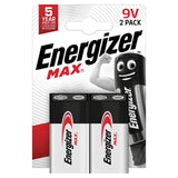 Energizer Max 9V alkaline batteries 2-pack - British product