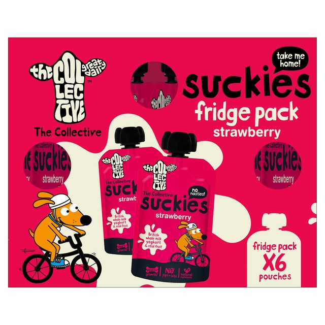 The Collective strawberry kids yoghurt pouches 6 x 90g (British brand)