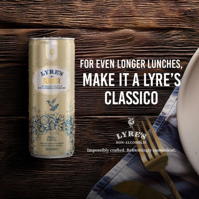 Lyre's Classico non-alcoholic sparkling drink 4 x 250ml cans, UK version