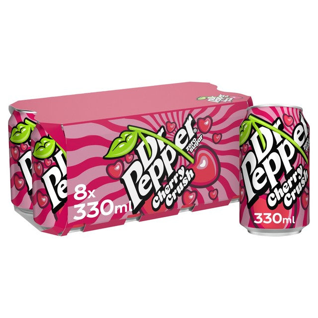Dr Pepper Zero Cherry Crush soft drink multipack 8x330ml - British product