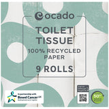 Ocado 100% Recycled Paper Toilet Tissue 9 Rolls